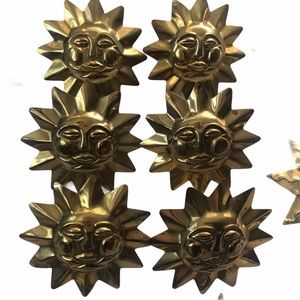 Vintage Brass Celestial Napkin Rings